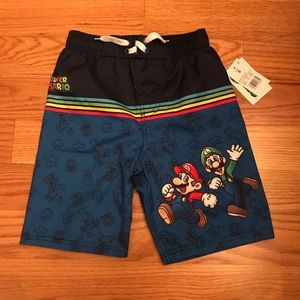 NWT Nintendo Super Mario Bros Boys Swim Trunk